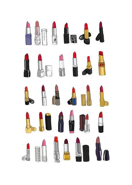 30 lipsticks Illustration by KRISTINA HULTKRANTZ aka EMMAKISSTINA via Etsy